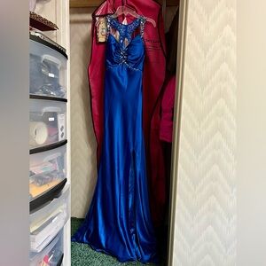 Royal blue silk formal dress